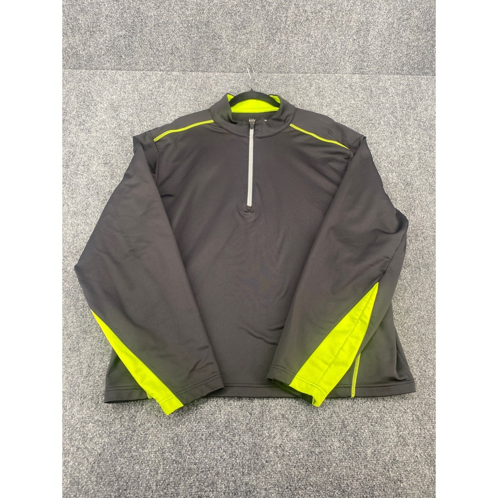 Walter Hagen Golf Pullover Mens Large Gray Neon Green 1/4 Zip Performance Jacket